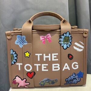 Stylish Brown Tote Bag with Colorful Accents